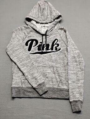 PINK Heather Gray Logo Hoodie